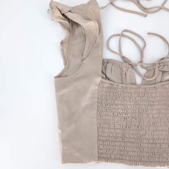 Astr the Label Milkmaid Cap Sleeve Champagne Color Top MSRP $65 - Size S - NWT - Picture 15 of 16